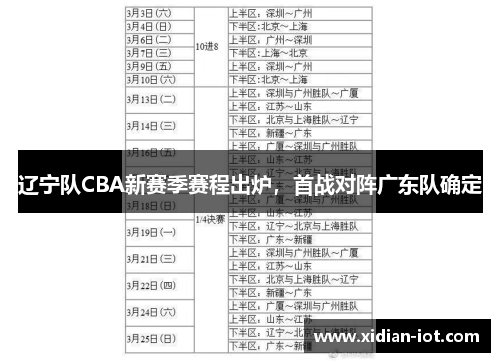 辽宁队CBA新赛季赛程出炉，首战对阵广东队确定